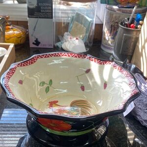 Gorgeous handpainted GKAO rooster bowl